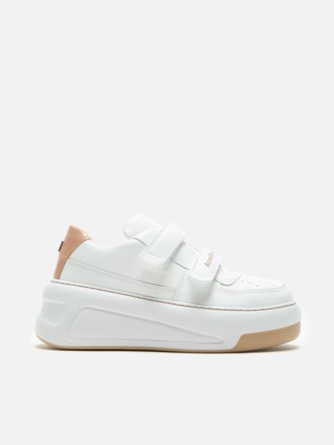 Leather Velcro Sneakers - Sand beige/optic white