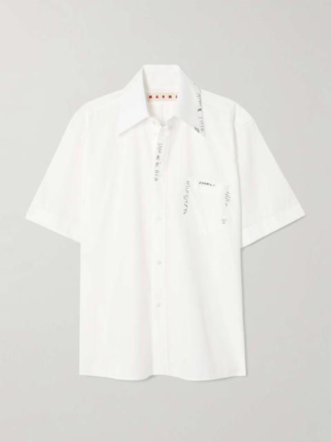 Embroidered cotton-poplin shirt