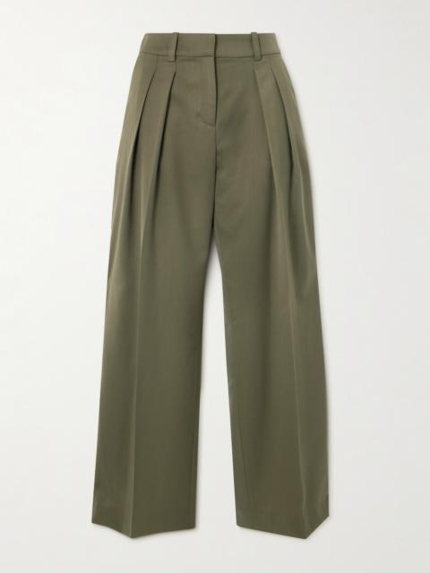 The Frankie Shop Daytona Pleated Grain De Poudre Wide-leg Pants