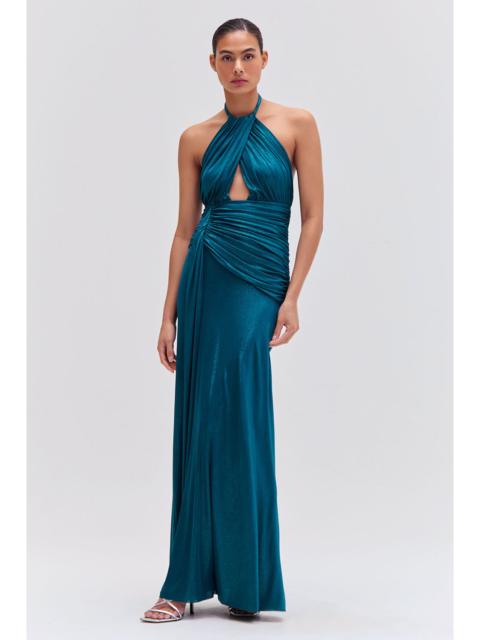 PatBO Metallic Jersey Halterneck Maxi Dress