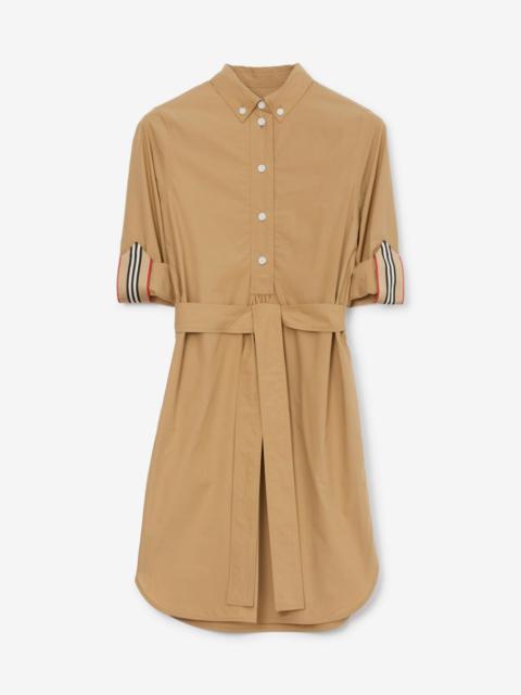 Burberry Icon Stripe Detail Cotton Tie-waist Shirt Dress