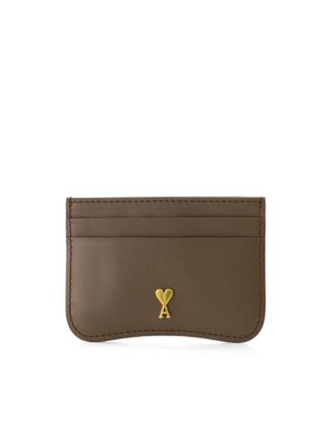 AMI Paris brown Paris Paris zipped cowhide leather card holder
