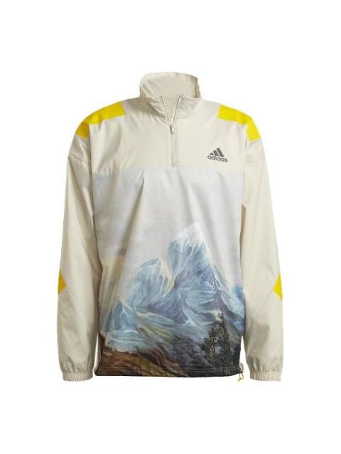 adidas Stand Collar Loose Sports Jacket Beige GL5698