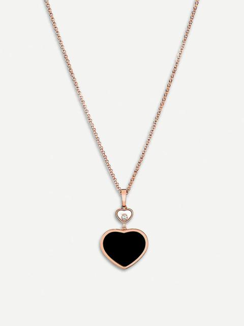 Happy Hearts 18ct rose-gold, onyx and diamond pendant