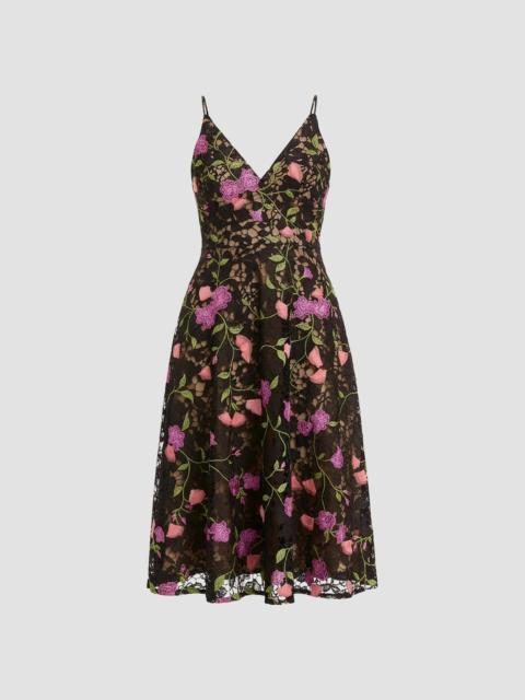 Dress The Population Women's Elisa Floral Fit & Flare Midi-Dress - Black Multi