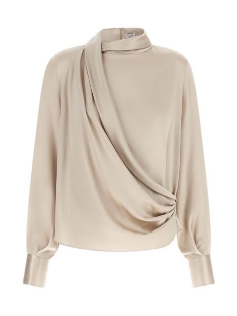 Brunello Cucinelli Asymmetric Draped Blouse