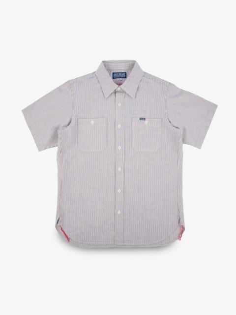 Iron Heart 5OZ SELVEDGE OX CLOTH SHORT SLEEVED WORK SHIRT - HICKORY STRIPE