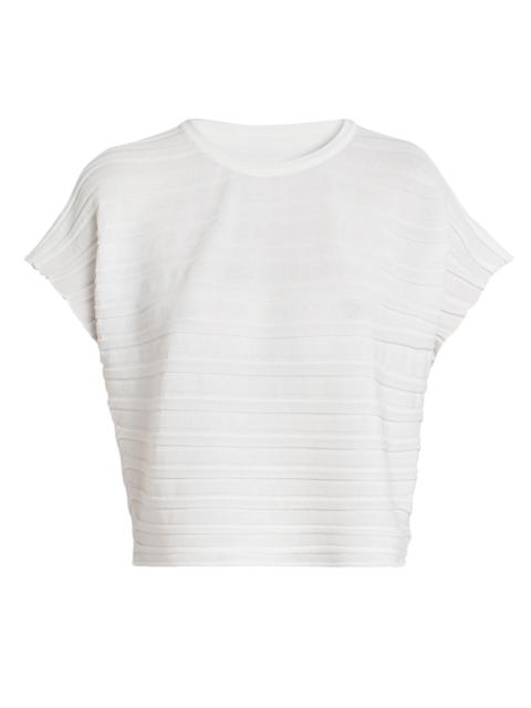 Pleats Please Issey Miyake Women's Step Knit Cotton-Blend Top - Off White