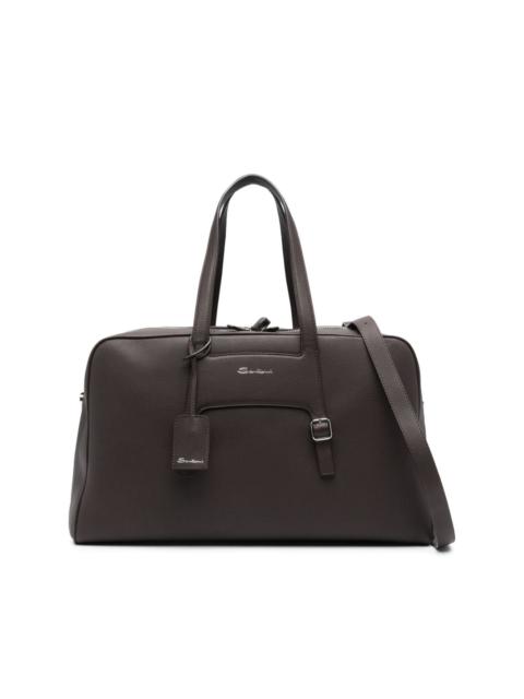 Santoni logo-stamp leather holdall