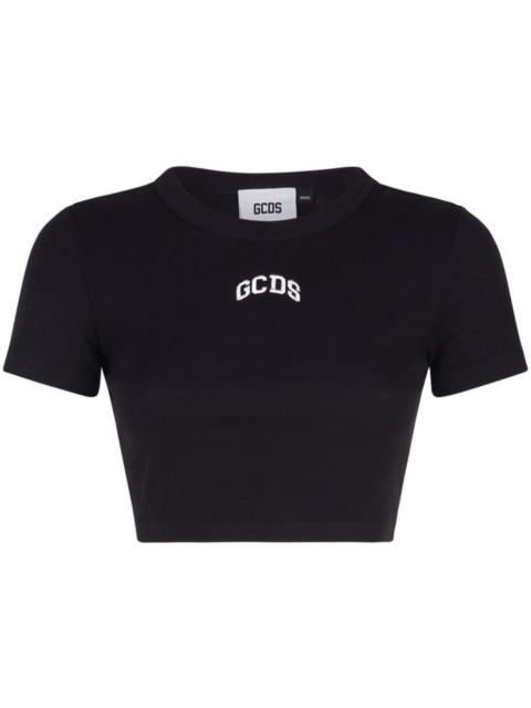 GCDS logo-embroidered cropped T-shirt