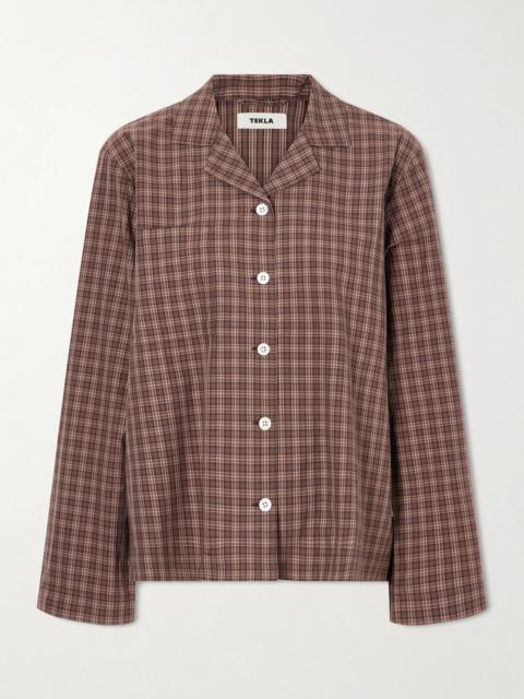TEKLA Checked Organic Cotton Pajama Shirt