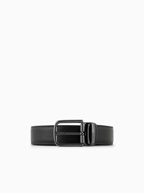 EMPORIO ARMANI Reversible belt in pebbled leather