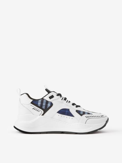 Burberry Logo Print Leather and Check Sneakers