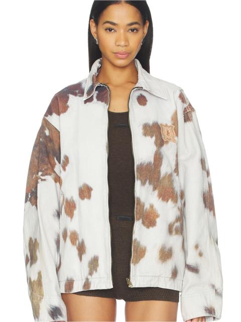 Cowhide Print Work Jacket
