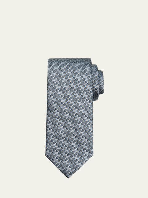 Brioni Men's Bicolor Chevron Silk Tie