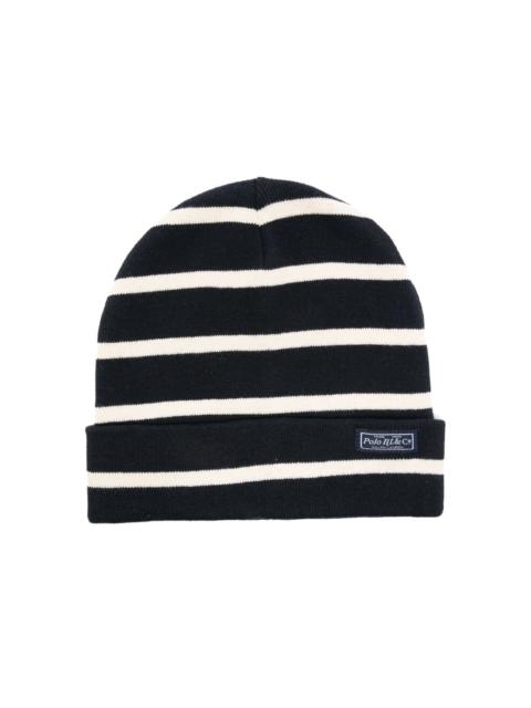 Polo Ralph Lauren logo-patch striped beanie