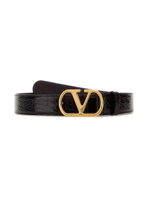 Brown Leather Vlogo Belt