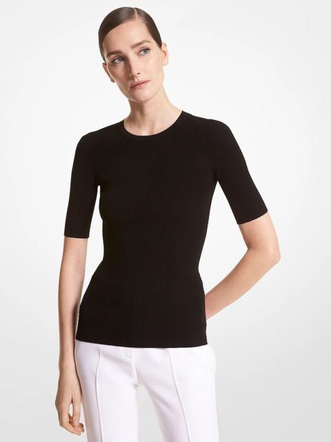 MICHAEL KORS COLLECTION Ribbed Stretch Viscose T-Shirt