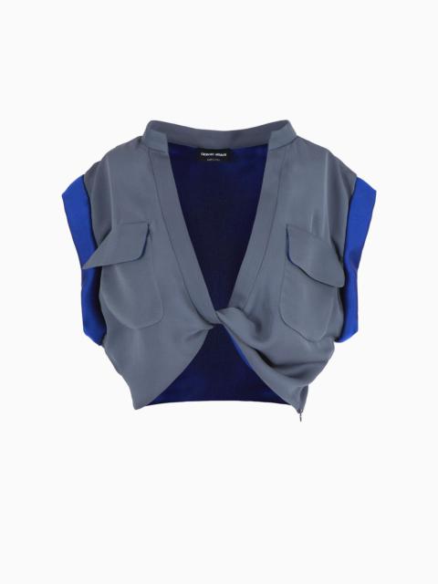 GIORGIO ARMANI Short cotton and linen lurex shirt