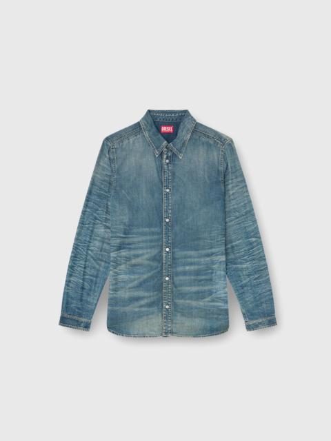 Diesel SHIRT IN DIRTY-EFFECT CREASED DENIM