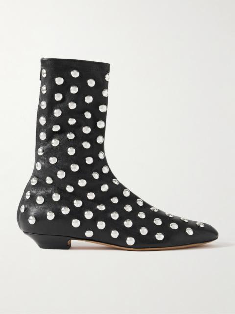 KHAITE Studded Leather Ankle Boots
