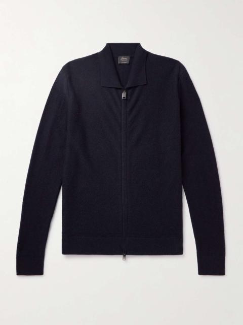 Brioni Ribbed Cashmere Zip-Up Sweater