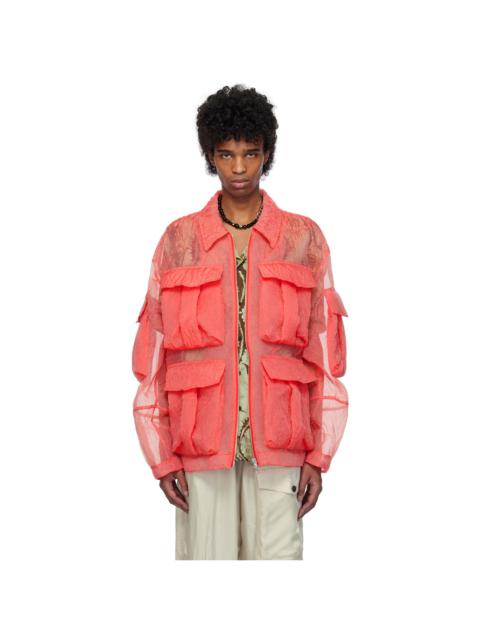 Dries Van Noten Red Crinkled Jacket