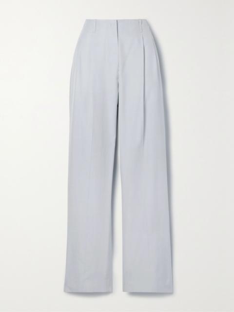 The Row Gaugin pleated silk wide-leg pants White