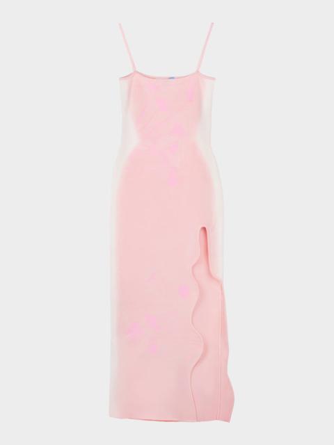 PH5 Iris Flower Printed Wavy Slit Maxi Dress