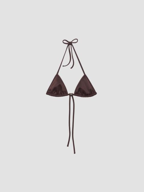 Prada Women's Interlock Fabric Triangle Bikini Top - Brown