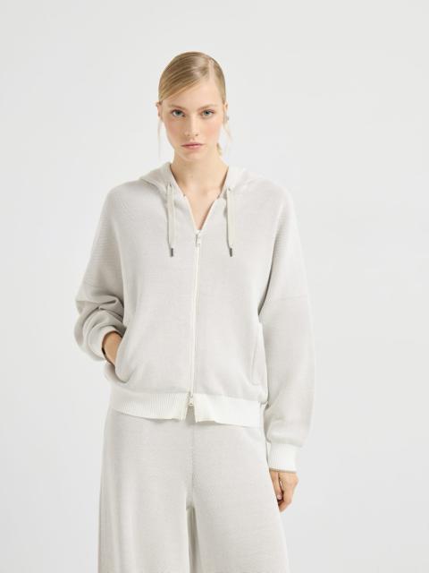 Brunello Cucinelli Cotton honeycomb stitch hooded jacquard cardigan