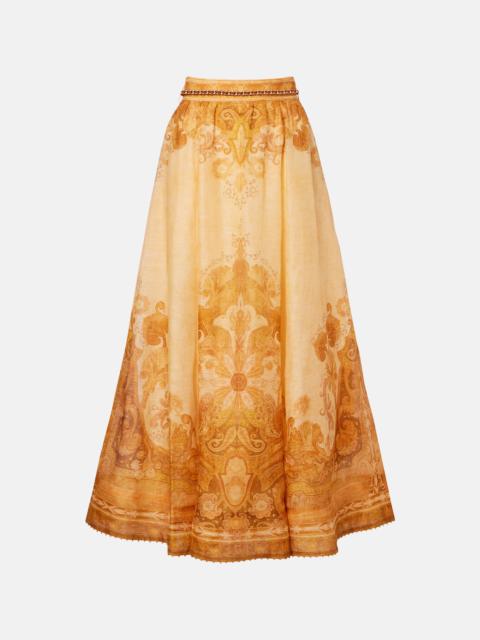 Zimmermann Como printed linen and silk maxi skirt
