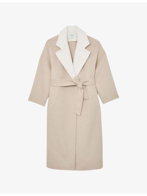REISS Marcela Contrast-Lapel Wool Coat