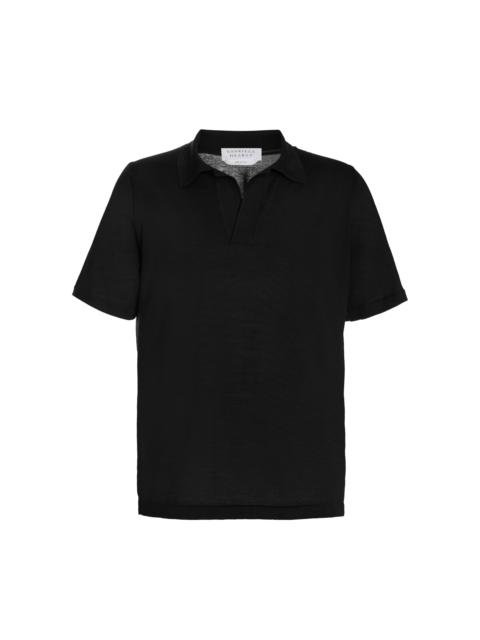 GABRIELA HEARST Stendhal Knit Short Sleeve Polo in Black Cashmere