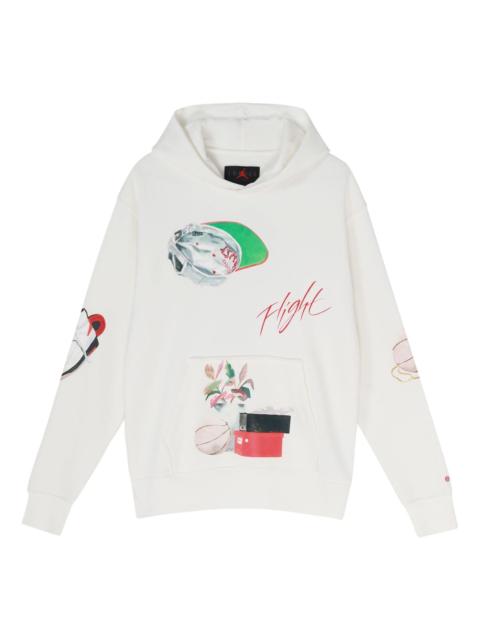 Jordan Air Jordan Alphabet Pattern Pullover Hooded Long Sleeves Hoodie Men's White DQ8044-133