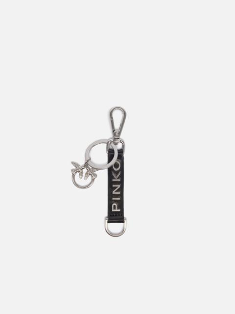 PINKO FAUX LEATHER LOGO AND BIRDS KEYRING