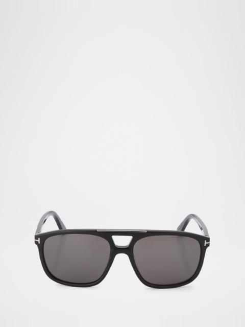 TOM FORD Men's Penn Double-Bridge Acetate Square Sunglasses