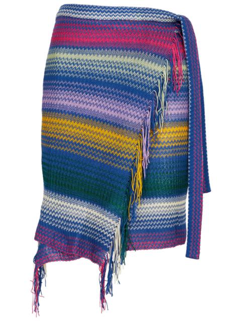 Zigzag-intarsia knitted sarong