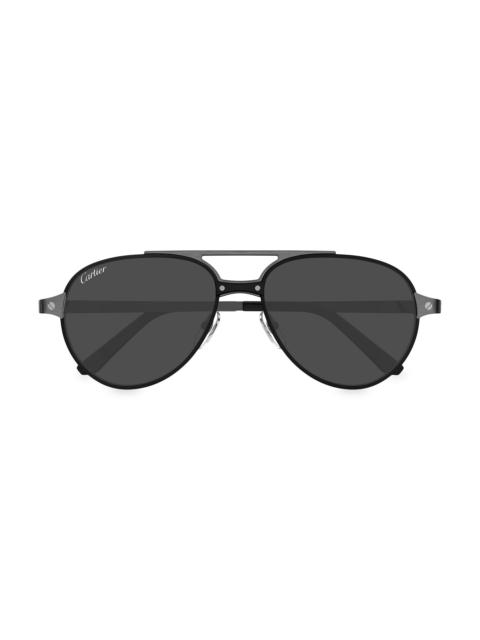 Cartier Men's Santos Classic 59MM Round Sunglasses - Dark Grey Black