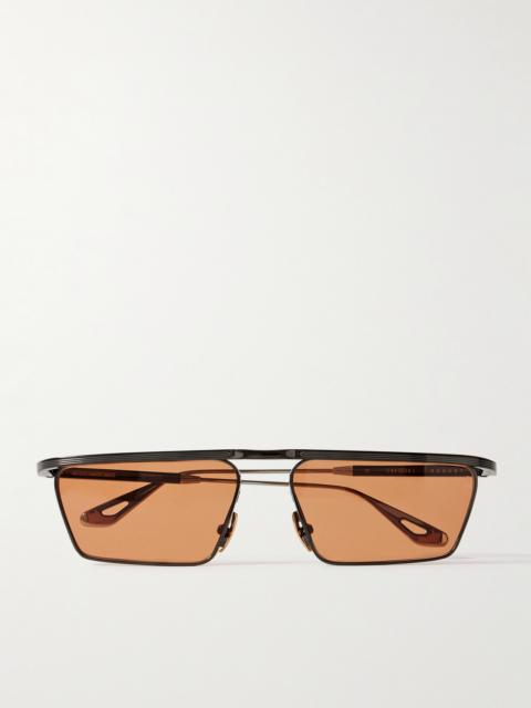 JACQUES MARIE MAGE Bogart Rectangular-Frame Metal Sunglasses