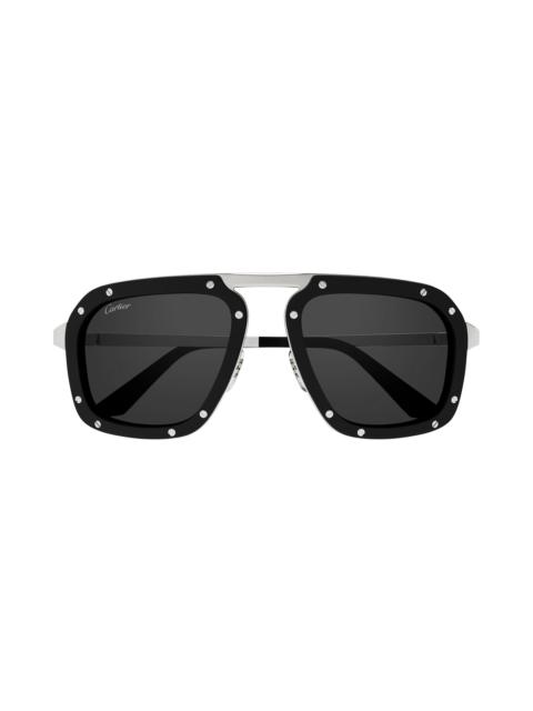 Cartier Men's Santos Evolution 55MM Pilot Sunglasses - Black Silver