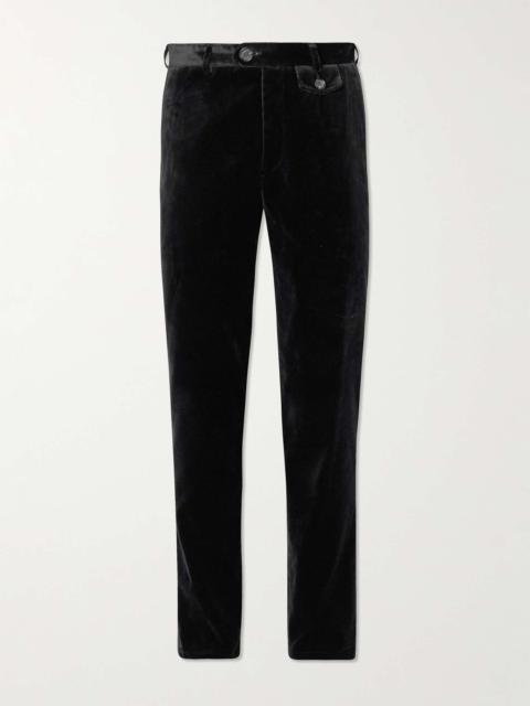 Fishtail Slim-Fit Cotton-Velvet Suit Trousers