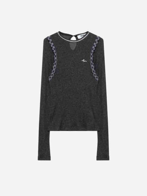 MSGM Ribbed sweater with ruffles