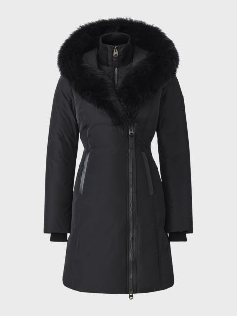 MACKAGE Kay Layered Parka Coat w/ Shearling Trim