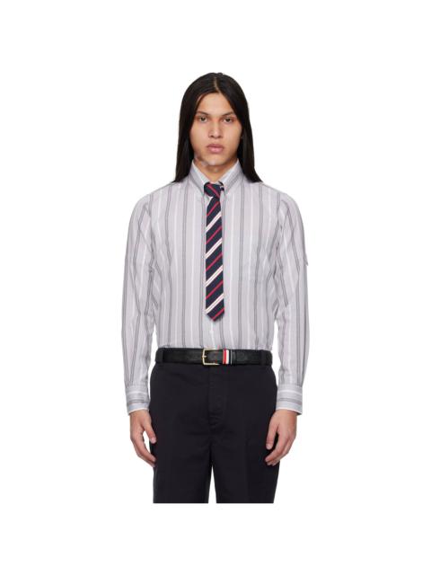 Thom Browne Gray Madras Cotton Repp Stripe Armband Shirt