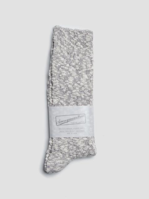 Nigel Cabourn Anonymous Ism Lightweight Slub Crew Sock in Mid Grey