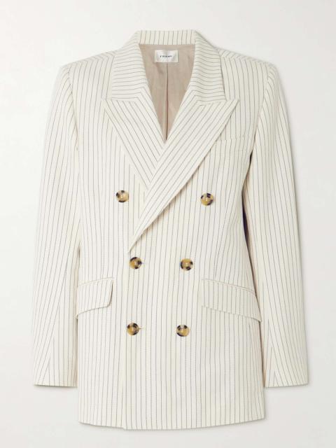 Double-breasted pinstriped cotton-blend twill blazer
