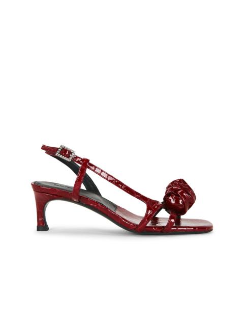 ROTATE Mid Heel Knot Patent Croc Strappy Sandal