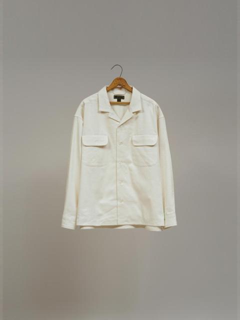 Nigel Cabourn Open Collar Shirt Linen Fleece in Ivory