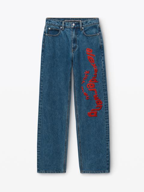 Alexander Wang EZ wavy logo jean in denim